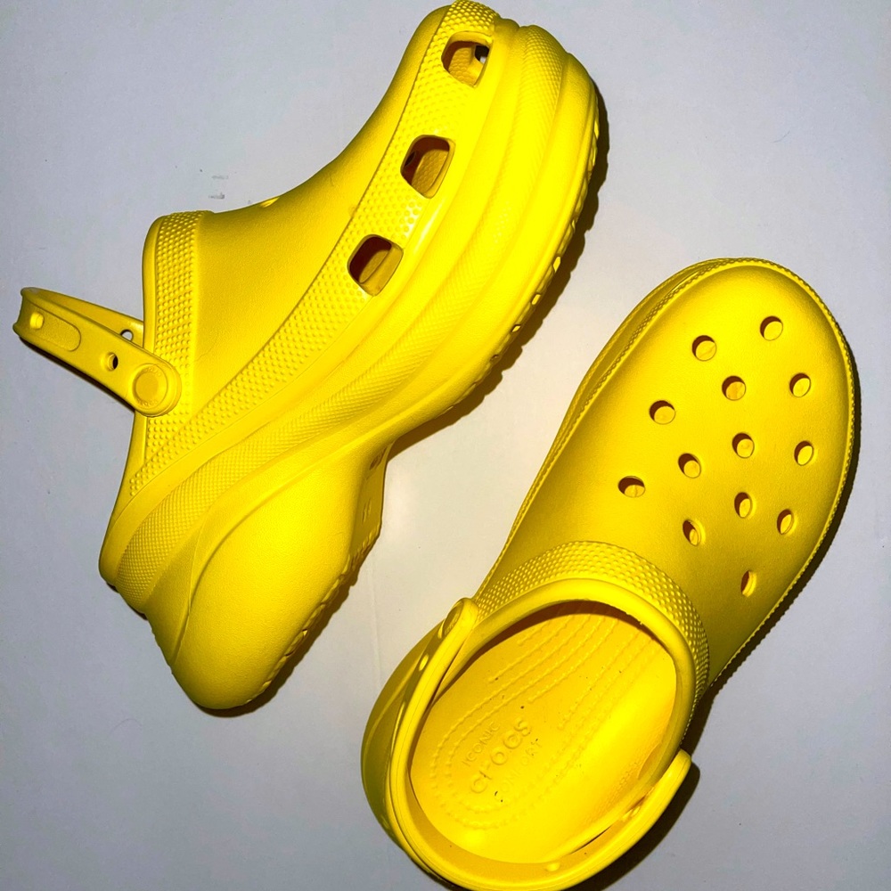 Yellow Crocs Platforms